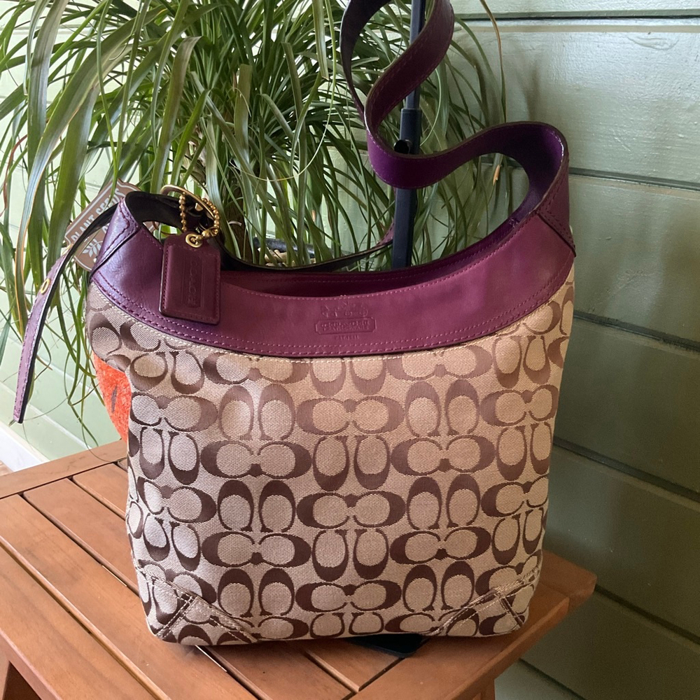 COACH Bleeker Sophie Signature Hobo Brown/Purple EUC Vintage